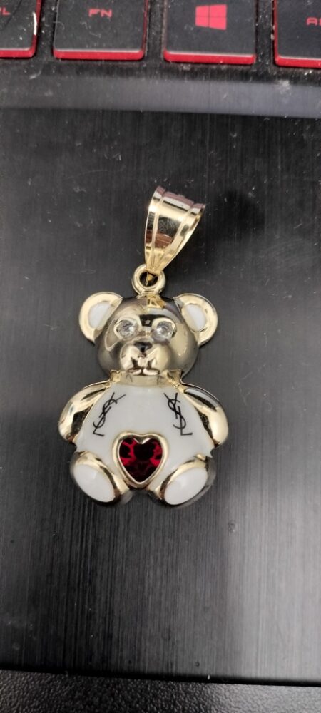 dije osito ccorazon R ropa Blanca 14k zirc BR ename B Weight 3.7gr