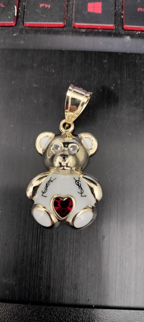 dije osito ccorazon R ropa Blanca 14k zirc BR ename B Weight 3.7gr