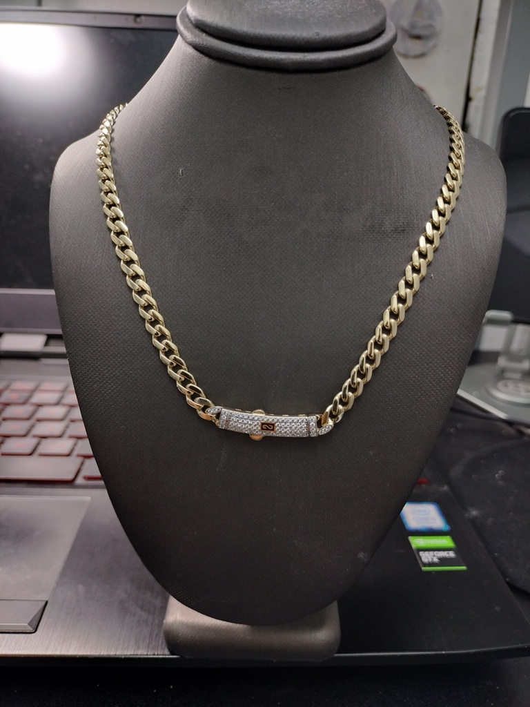cadena monaco c/zirc S 14k zirc B Size size22.5/5mm Weight 18.95gr