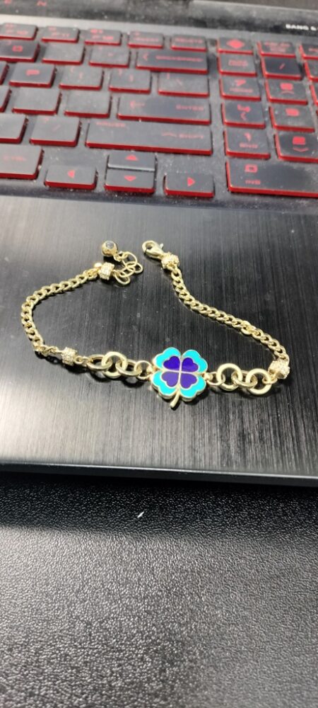 manilla es.trad.trebol azul doble 14k zirc Bename azul Size size7.5 Weight 4.9gr