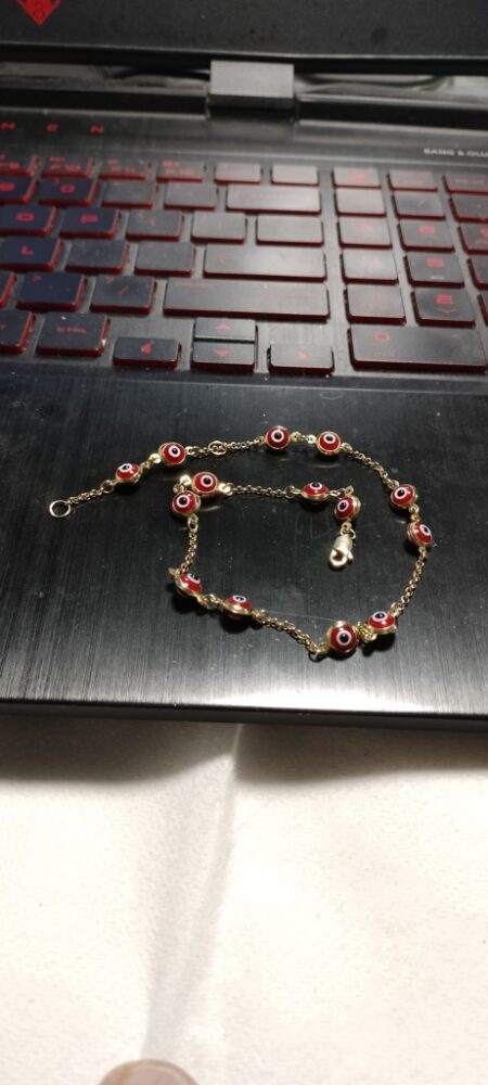 tobillera 14 ojitos rojos 14k ename R Size size10/5.8mm Weight 4.05gr