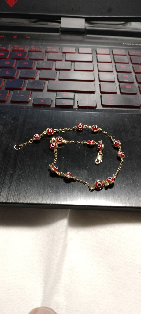 tobillera 14 ojitos rojos 14k ename R Size size10/5.8mm Weight 4.05gr