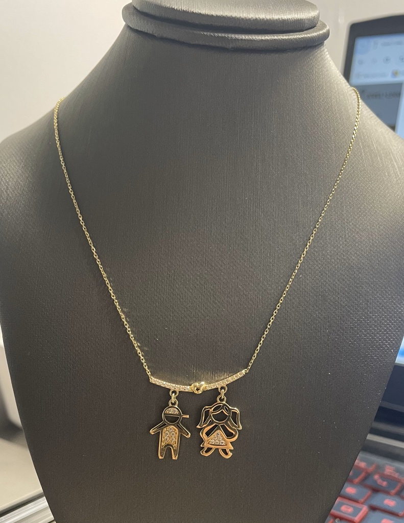 cadena niño y niña 14k zirconia Size size17 Weight 4.15gr