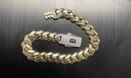 manilla monaco c/zirc S 14k zirconia Size size7.5/9mm Weight 13.25gr