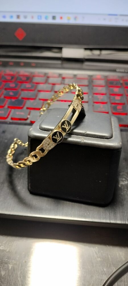 pulso Lv cadena c/zirc 14k zirc B y onyx N Size size7.25/5mm Weight 12.5gr