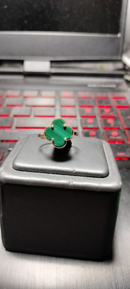 anillo clover flor verde 14k ename Verde Size size7/13mm Weight 2.gr
