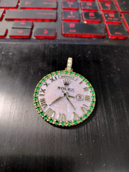 dije rddo reloj rolex 3-20 c/piedras 10k zirc BV Size D/32.5mm Weight 10.4gr