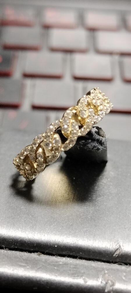 anillo banda cadena c/zirc 10k zirc B Size size7 Weight 2.65gr
