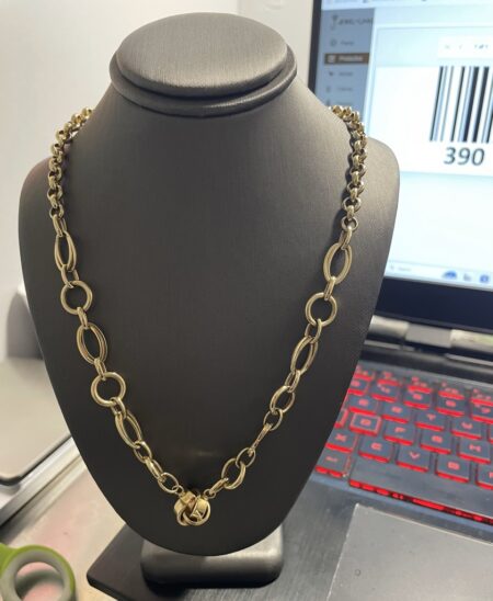 Gargantilla rolo c/dije nudo fijo 14k Size size17/5-10mm Weight 11.2gr