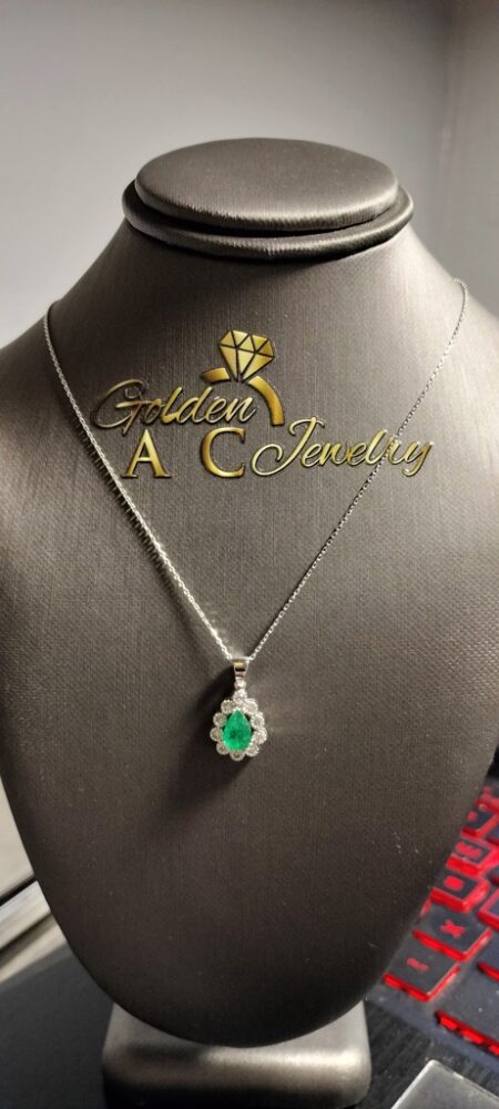 cad. c/ Diam./esm. c/esm verde./diamante 14k diamante/esmeraldaVerde Size size16 Weight 2.6gr