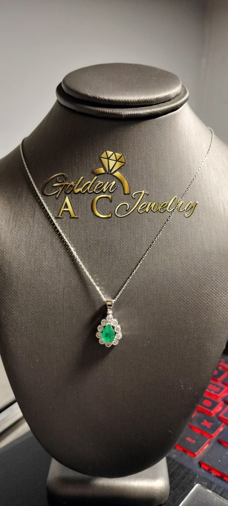 cad. c/ Diam./esm. c/esm verde./diamante 14k diamante/esmeraldaVerde Size size16 Weight 2.6gr