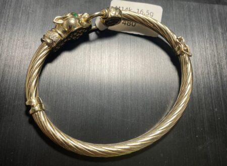 pulso esclava c/pant. aldaba 14k zirconia Size size7/flex. Weight 16.5gr