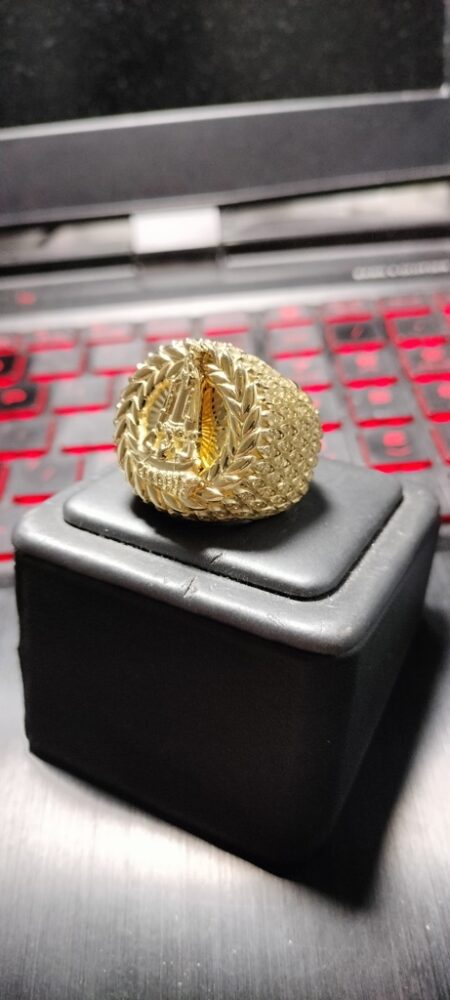 anillo rddo aro de hojas v.c.cobre 10k zirc B Size size12 Weight 15.2gr