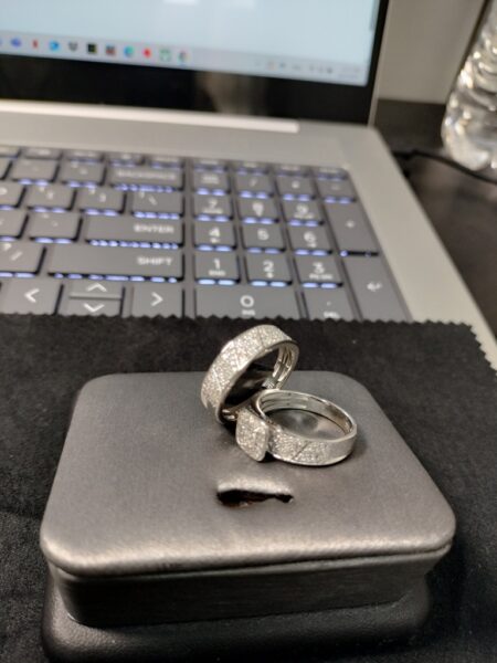 anillo Diam duo comp oro B c/diamante 10k diamante Size size7 Weight 6.7gr