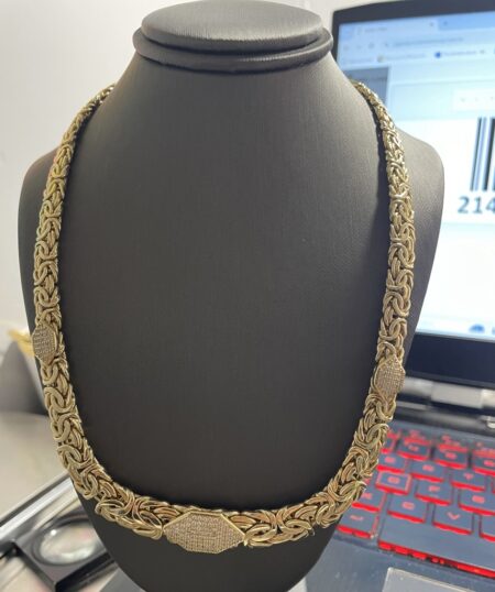 Gargantilla bztna c/3 hex. 14k zirconia Size size17/7-12mm Weight 26.4gr