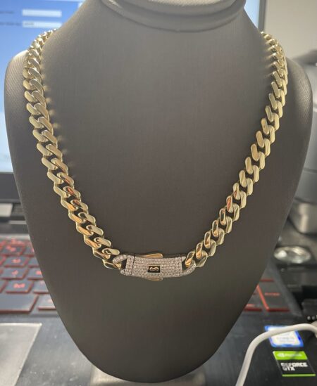 cadena monaco c/zirc S 14k zirc B Size size16/7.7mm Weight 19.25gr