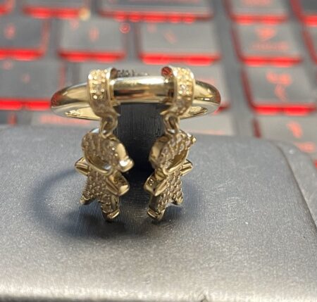 anillo 2 charms niño/niña 14k zirc B Size size6 Weight 3.7gr