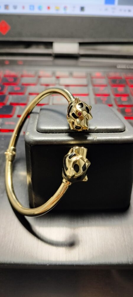 pulso pulso 2 caras panteras lisos ojo zirc 14k zirc R y ename N Size size7/3.9mm Weight 10.45gr