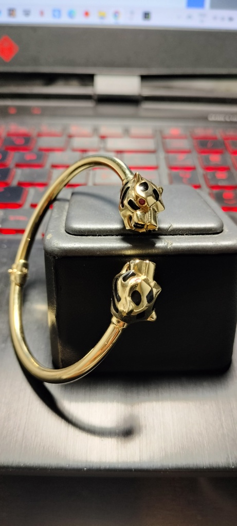 pulso pulso 2 caras panteras lisos ojo zirc 14k zirc R y ename N Size size7/3.9mm Weight 10.45gr