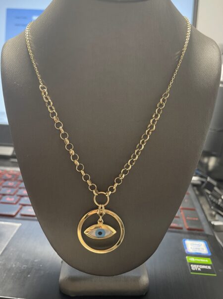 Gargantilla aro mal de ojo azul 14k ename onix Size size18 Weight 8.gr