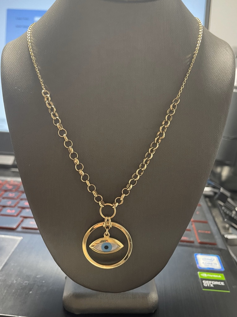 Gargantilla aro mal de ojo azul 14k ename onix Size size18 Weight 8.gr
