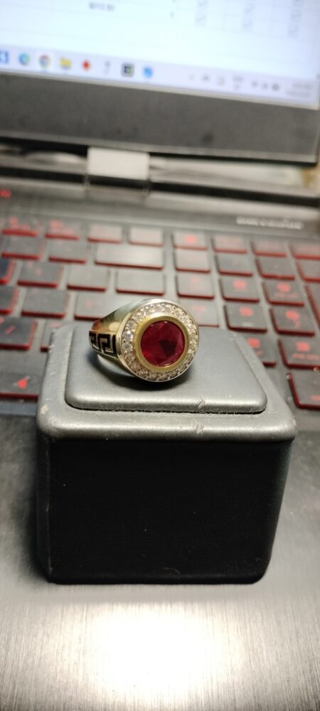 anillo rdo piedra R lat Bche 14k ename N y zircB Size size11 Weight 9.9gr