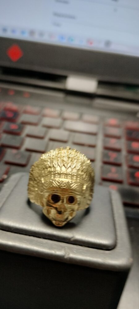 anillo indio ojos rojos calavera 14k zirc R Size size11.5 Weight 10.8gr
