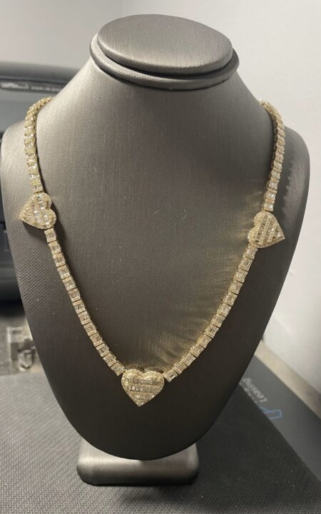 Gargantilla diam. c/ corazones 3 10k diamante Size size18 Weight 6.42ctw