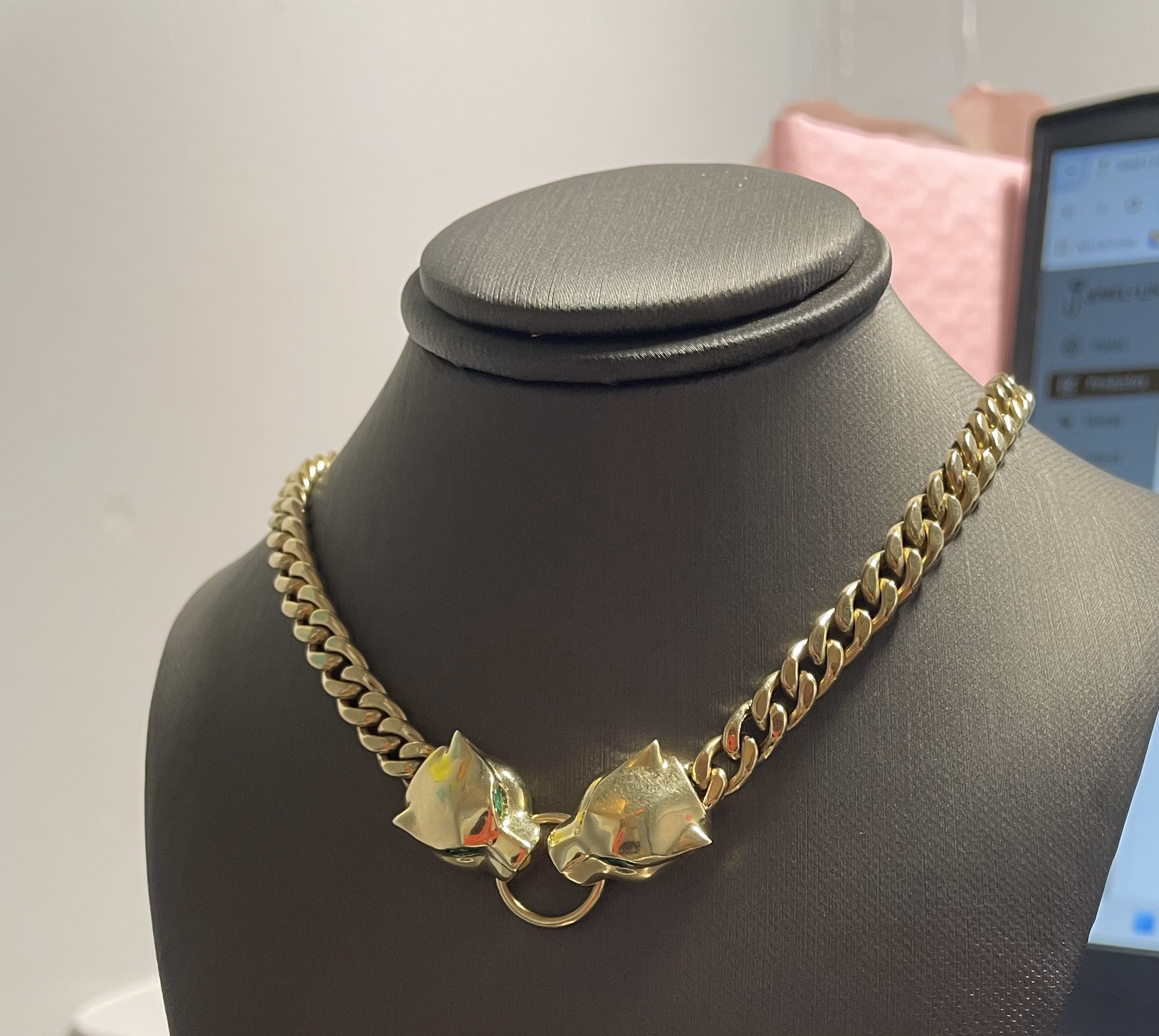 cadena 2 pantera 14k zirc V Size size17.5/6.4mm Weight 23.7gr