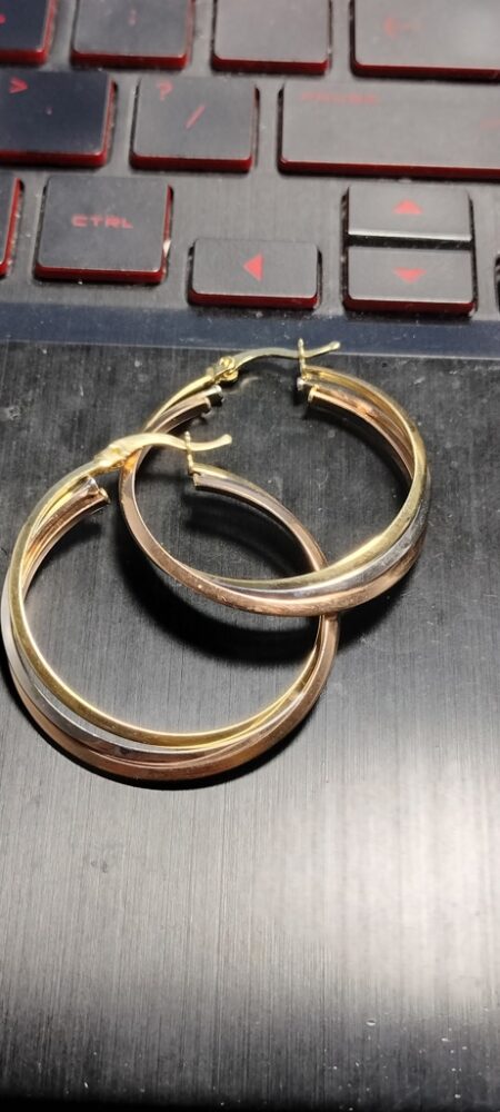 argolla tub. 3 vias 3 oro 14k Size 34mm Weight 6.25gr