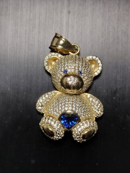 dije osito c/zirc y corazon azul 14k zirc B y Az Weight 7.75gr