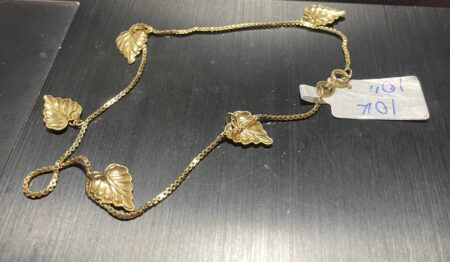 tobillera c/5 charms hojas 10k Size size10/1.1mm Weight 3.15gr