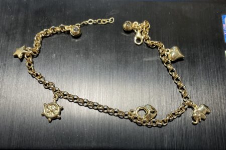 tobillera rolo c/charms 10k zircB Size size9/10-3.8mm Weight 5.25gr