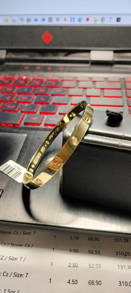 pulso pulso kter solido c/zirc Y torn. 14k zirc B Size size7.25/5.9mm Weight 25.9gr