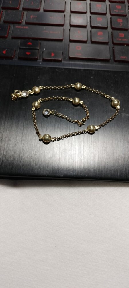 tobillera hilo c/7 bolas lisa 14k zirc B Size sz10-11/5.7mm Weight 2.4gr