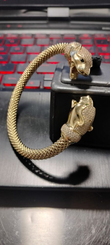 pulso pulsera flexible 2 cabeza panter 14k zirc B N Size size7.5/6.7mm Weight 30.7gr