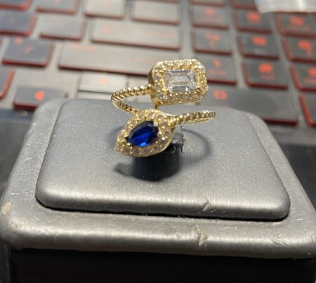 anillo cddo y lagrima 14k zirconia a-B Size size7 Weight 2.65gr