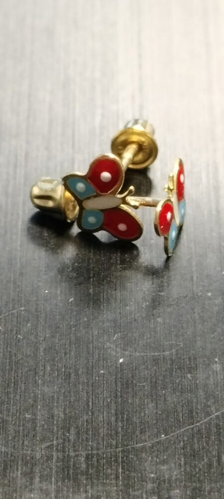arete mariposita BRA 14k ename BRA Weight 0.4gr