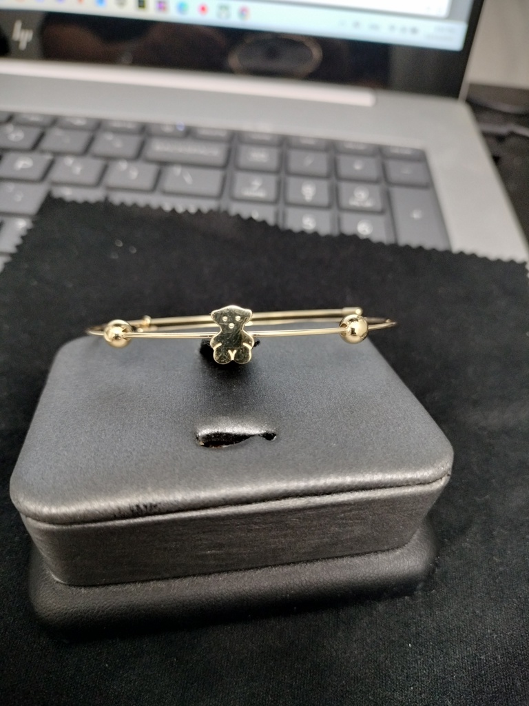 pulsera pulsera c/2 bolas y osito 14k Size size-Ajtble/1mm Weight 3.65gr