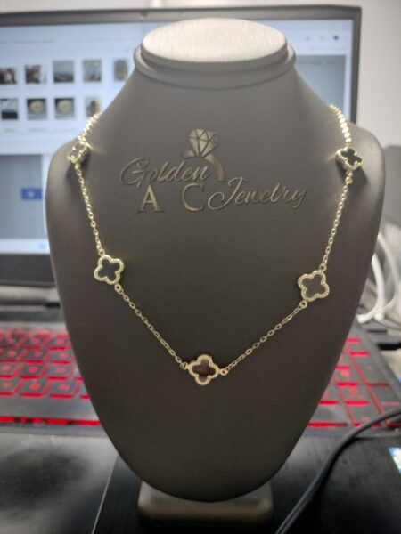 cadena clover 5 flores N 14k onyx Size size17.5/10.6mm Weight 5.8gr
