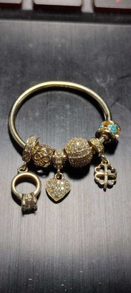 charms c/5 charms flor corazon anillo 14k zirc B Size R25.65mm Weight 4.gr