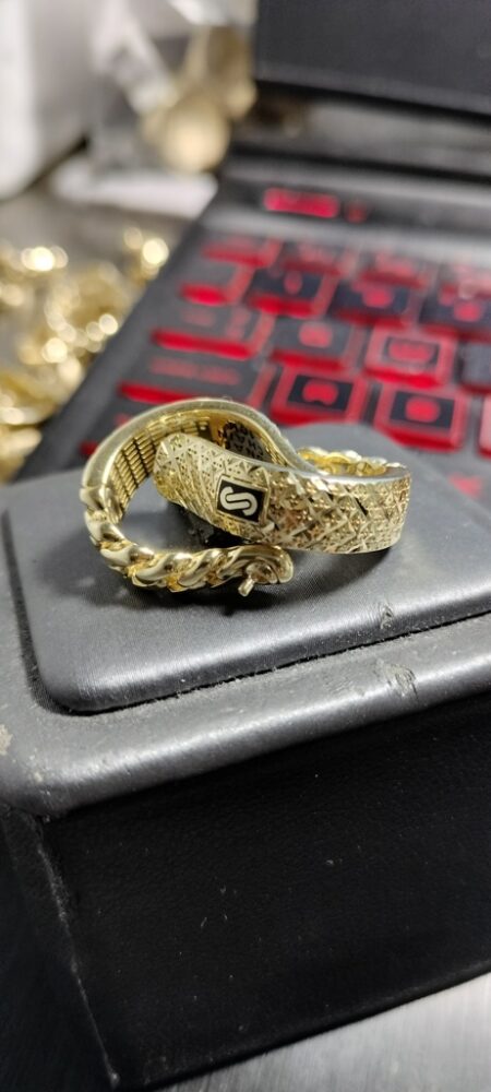 arete articulado monaco S c/cadena y muescas 10k Weight 4.8gr