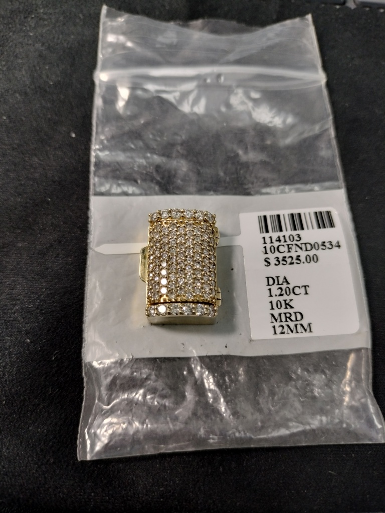 cierre c/diamante cierre cadena c/diamante 10k diamante Size 12mm Weight 10.35gr/1.2ctw