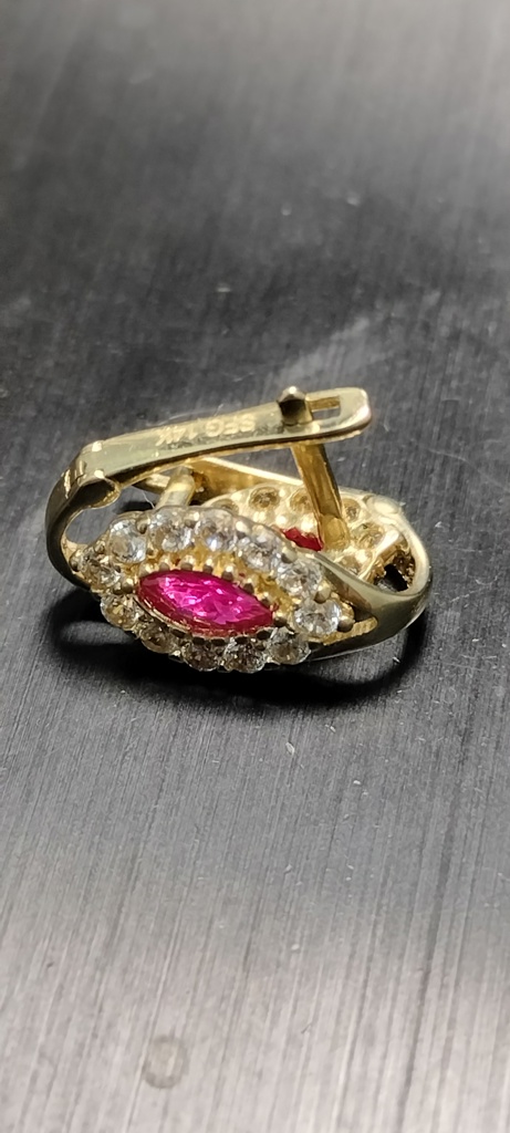 arete almendra RB c/zirc 14k zirc BR Weight 1.45gr