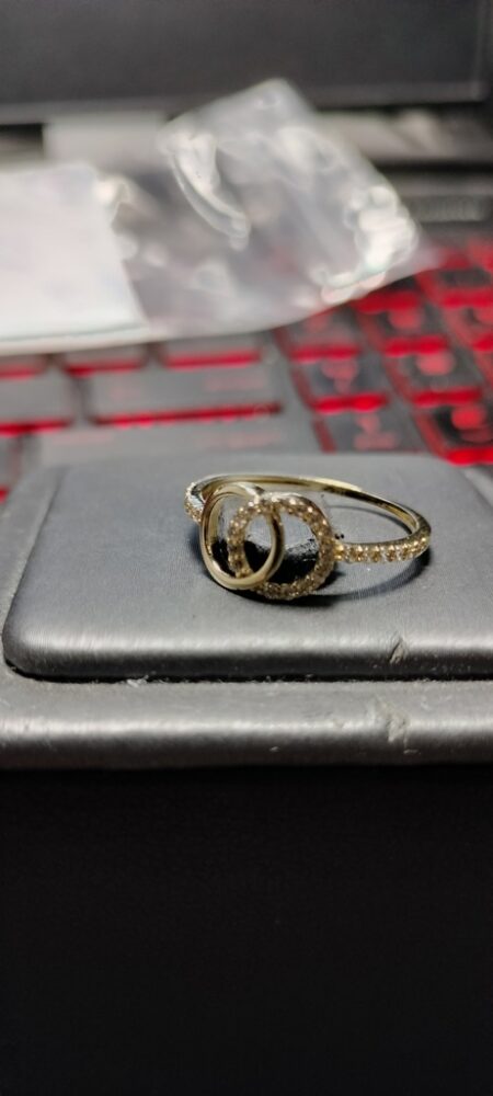 anillo hilo 2 aros 1 c/zirc 14k zirc B Size size7 Weight 1.1ger