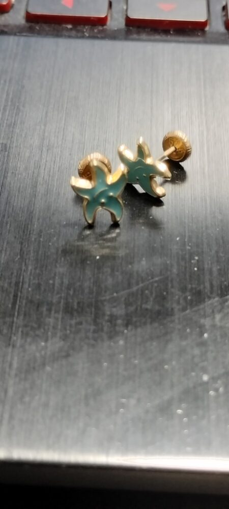 arete estrellita de mar azul 14k ename Azul Weight 0.45gr