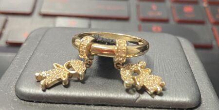 anillo c/charms niño niña 14k zirc B Size size6 Weight 3.7gr
