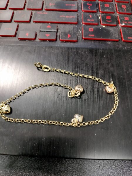tobillera rolo c/charms 14k Size size10/2.5mm Weight 3.6gr