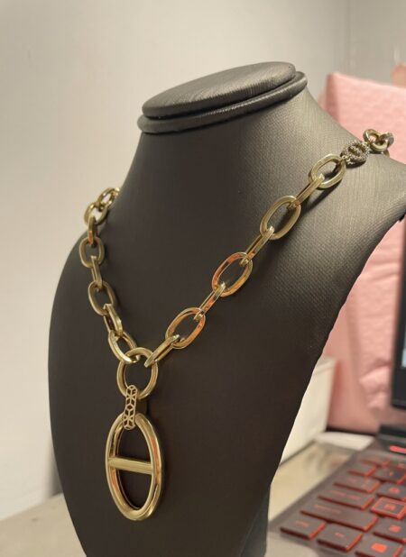 Gargantilla esl.rolo,ppclip.gucci 14k zirc B Size size17/5-8mm Weight 18.9gr
