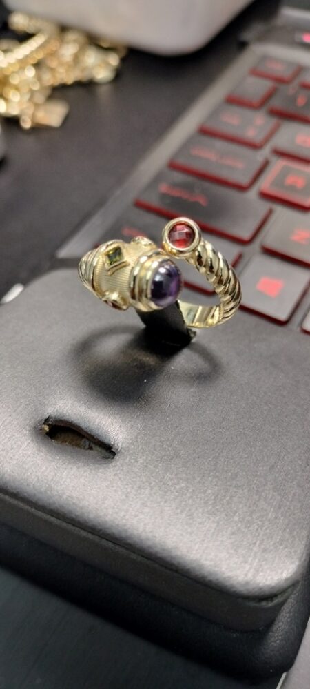 anillo abierto c/piedra tipo maso 14k zirc Vino Violeta R Size size9 Weight 6.2gr